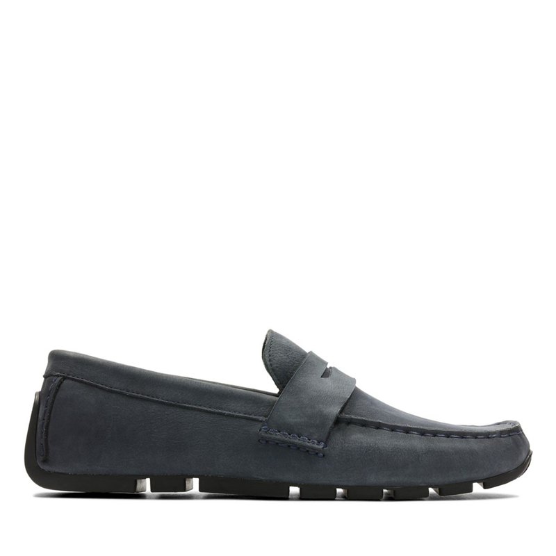Men's Clarks Oswick Penny Loafers Navy | 32501391