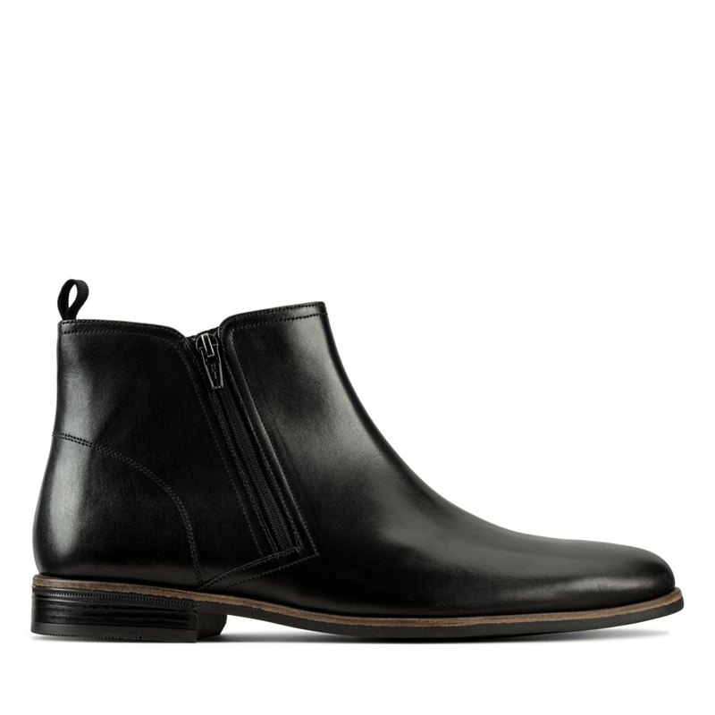 Men's Clarks Stanford Zip Ankle Boots Black | 86326844