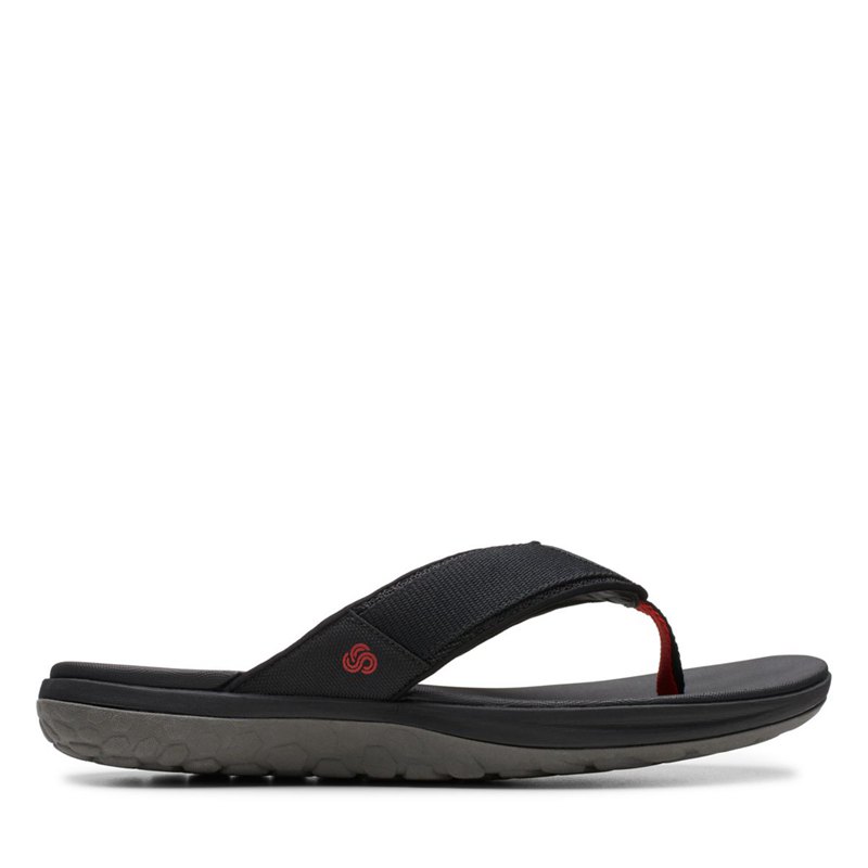 Men's Clarks Step Beat Dune Flip Flops Black | 86553947