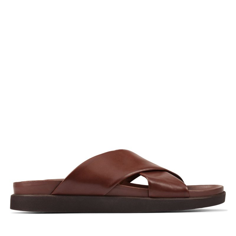 Men's Clarks Sunder Cross Mules Brown | 50271452