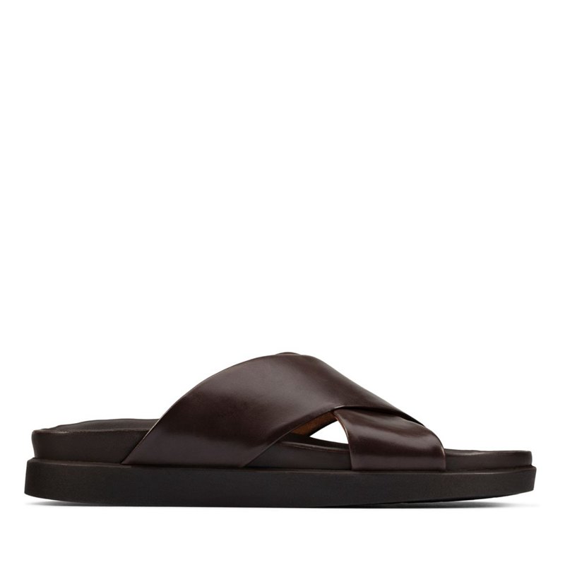 Men's Clarks Sunder Cross Mules Dark Brown | 22670710