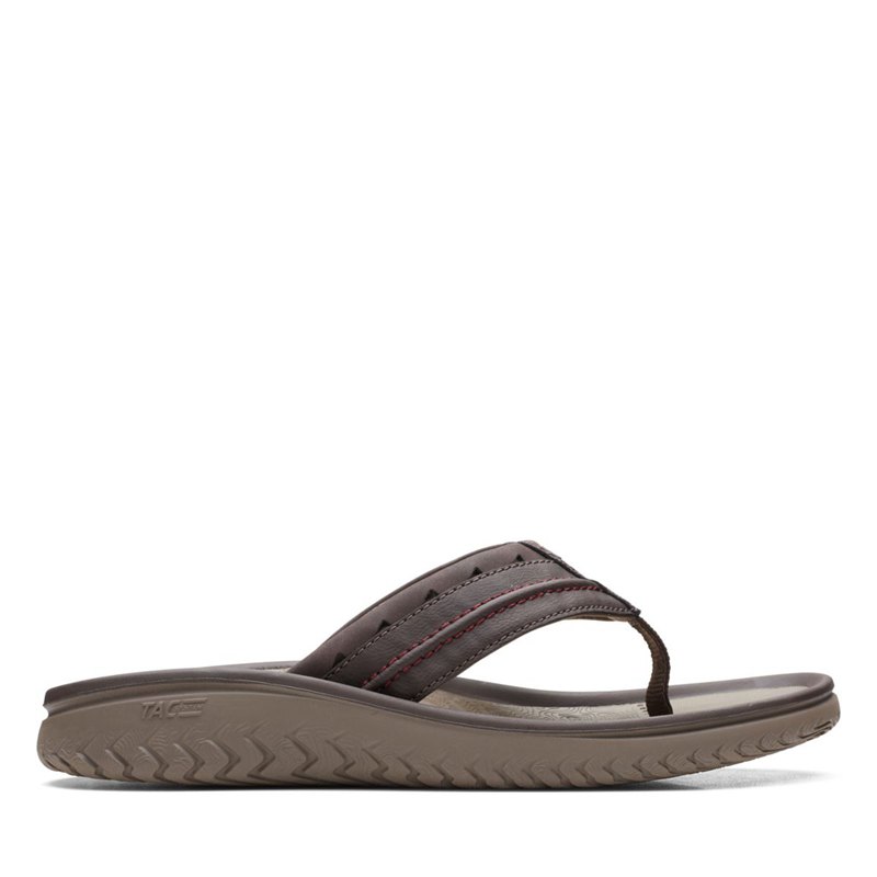 Men's Clarks Wesley Post Flip Flops Brown | 37659134